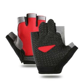 Breathable Fitness Gloves Gym Weightlifting Thin Non-slip Half Finger Gloves - L