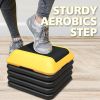 Height-Adjustable Step Aerobics Platform Fitness Equipment Stepper Trainer Exercise Step Platform with 4 Riser Yellow - as Pic