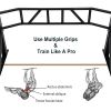 47" Pull Up Bar Wall Mounted Multi-Grip w/Hangers for Punching Strength Training - as pic