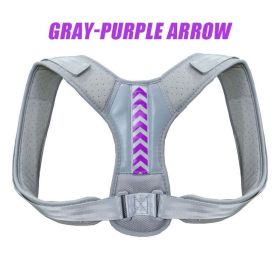 Back Orthotics With Adult Prevention Of Hunchback Open Shoulder Sitting Adjustable Clavicle Fixation Orthotics (Color: gray purple, size: S)