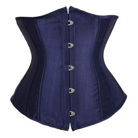 SEXY Gothic Underbust Corset and Waist cincher Bustiers Top Workout Shape Body Belt Plus size Lingerie S-6XL (Color: 7055-navy, size: XL)