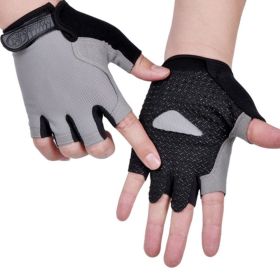 HOT Cycling Anti-slip Anti-sweat Men Women Half Finger Gloves Breathable Anti-shock Sports Gloves Bike Bicycle Glove (Color: Type A--Gray, size: M)