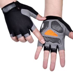 HOT Cycling Anti-slip Anti-sweat Men Women Half Finger Gloves Breathable Anti-shock Sports Gloves Bike Bicycle Glove (Color: Type B--Black, size: S)
