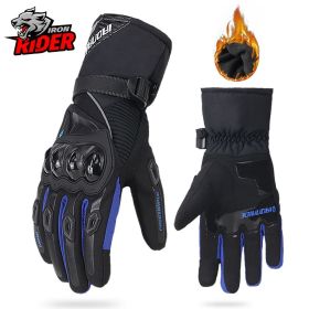 Motorcycle Gloves Windproof Waterproof Guantes Moto Men Motorbike Riding Gloves Touch Screen Moto Motocross Gloves Winter (Color: WN-01 Blue Gloves, size: L)