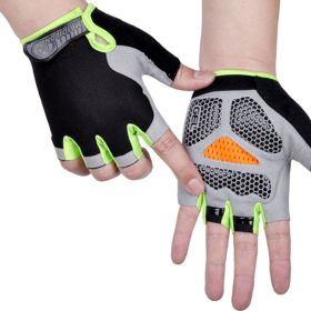 HOT Cycling Anti-slip Anti-sweat Men Women Half Finger Gloves Breathable Anti-shock Sports Gloves Bike Bicycle Glove (Color: Type B--Green, size: S)